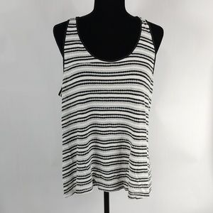 Lane Bryant Striped Tank With Back Button
